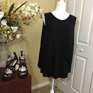 iRelax Tiered Sleeveless Top, Black, Size Medium (NWT)‎